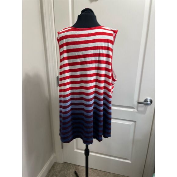 New Directions Women's 3XL Patriotic Striped Tank Top Lace Accents - Picture 5 of 8